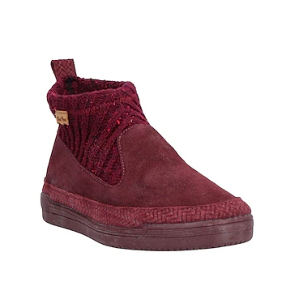 Toni Pons Gigi NWOT Suede Ankle Bootie Burgundy Chunky Knit Cuff EU 41 US 10